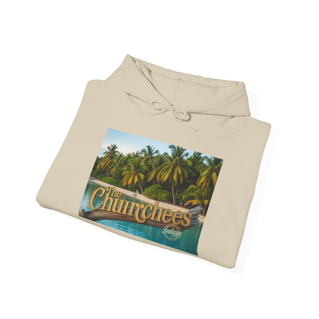 Churrchees Tropical Palm Hoodie — Retro Beach Graphic Sweatshirt