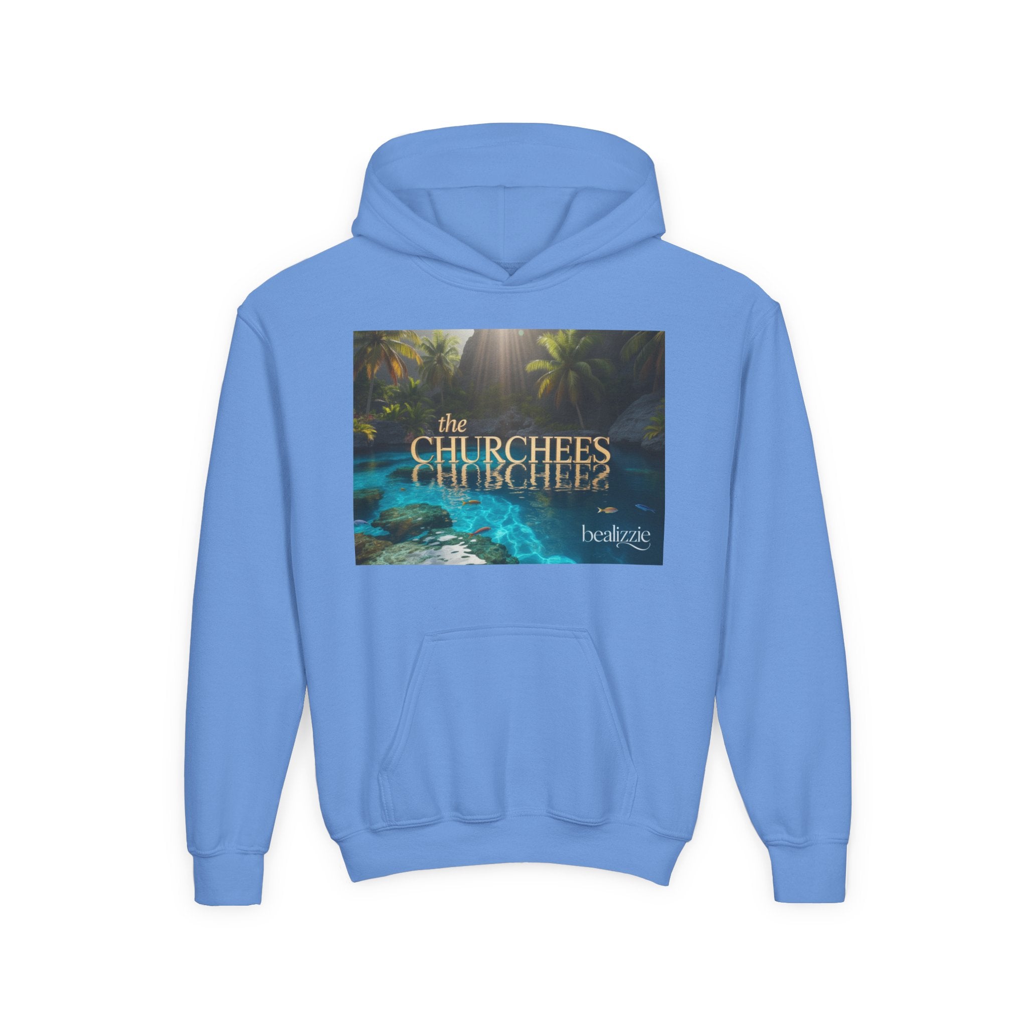 Youth Hoodie – "the CHURCHEES" Tropical Pool Graphic Sweatshirt