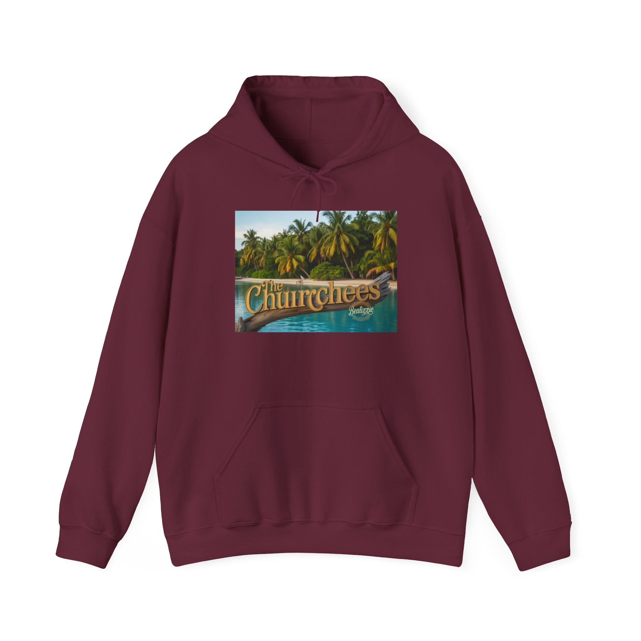 Churrchees Tropical Palm Hoodie — Retro Beach Graphic Sweatshirt