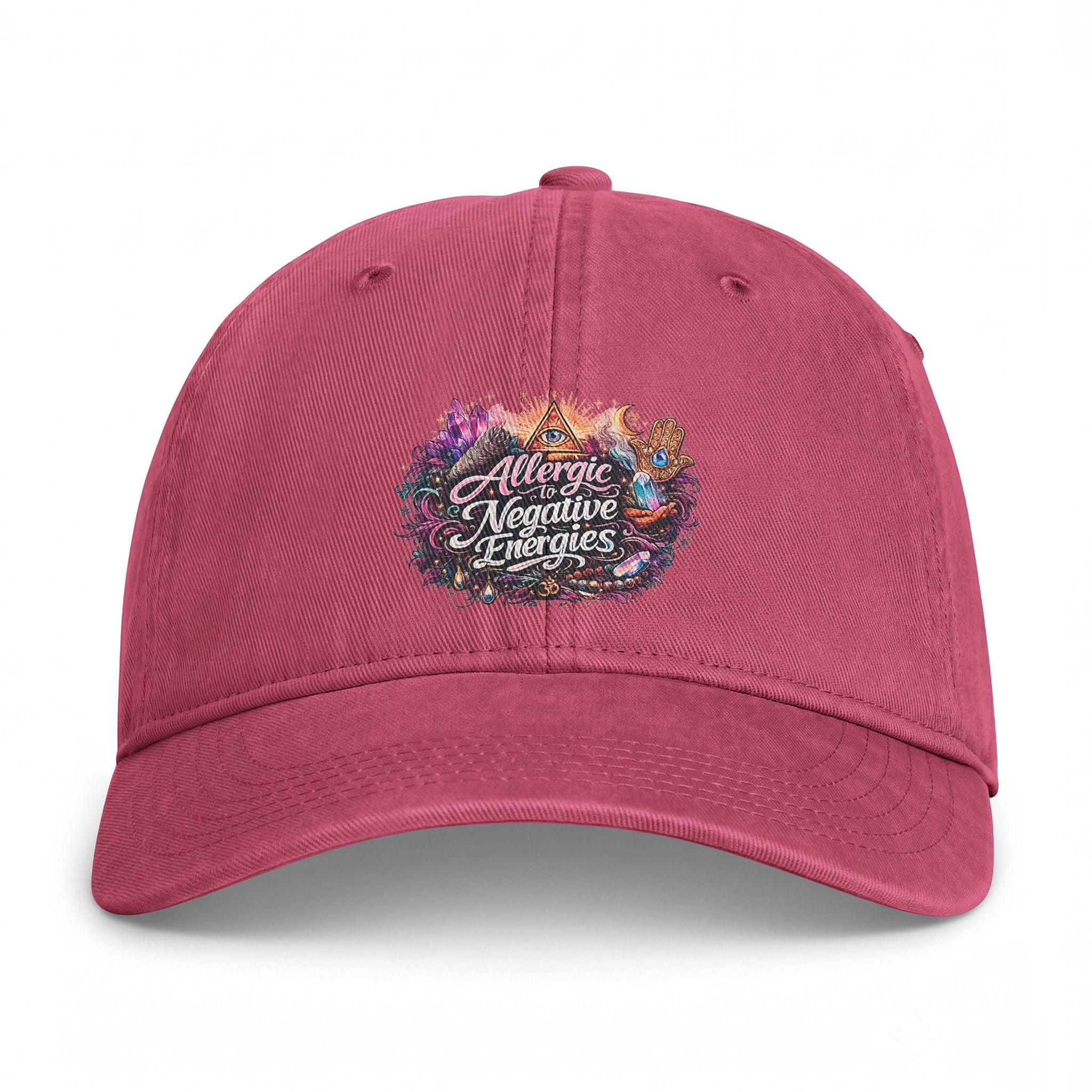 Embroidered 'Allergic to Negative Energies' Washed Cap