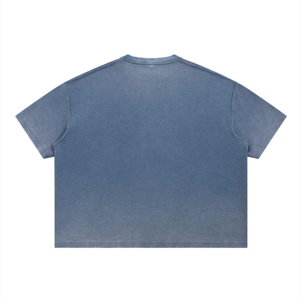 T-shirt gaufré unisexe délavé à coupe carrée Sunfade