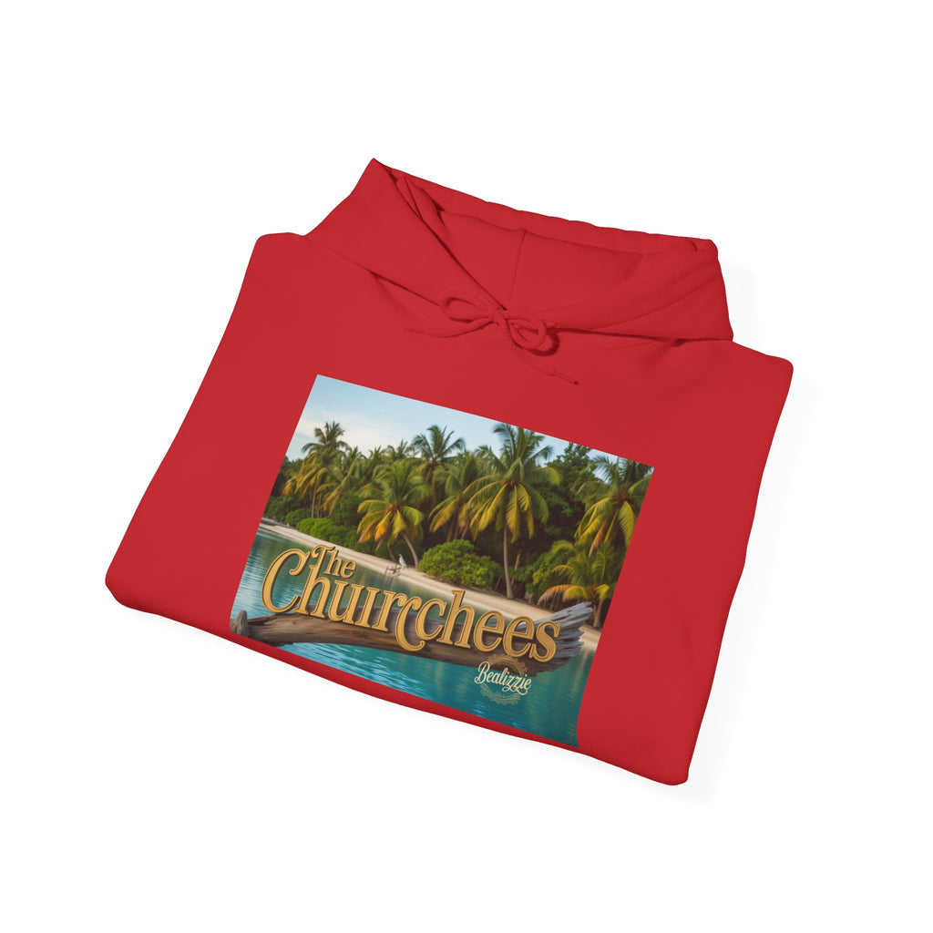 Churrchees Tropical Palm Hoodie — Retro Beach Graphic Sweatshirt