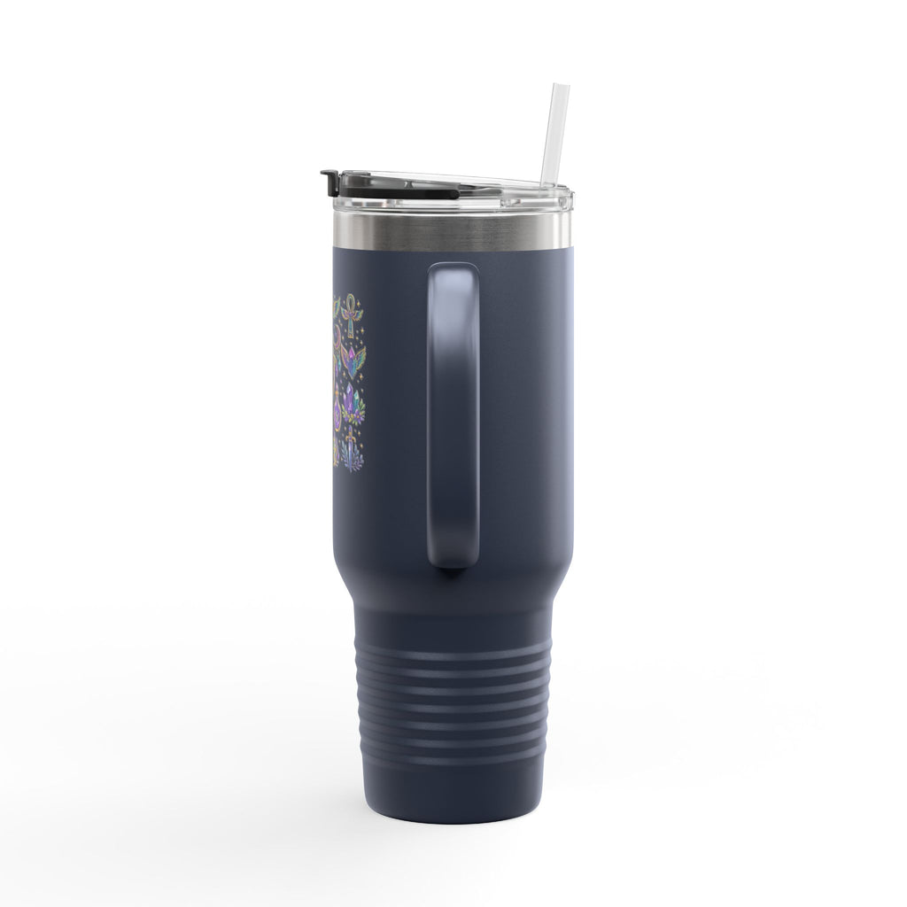 40oz Insulated Travel Mug — Mystical Symbols Floral Hamsa Stainless Steel Tumbler
