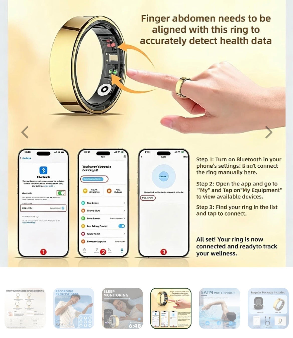 FREE SHIPPING! Waterproof Fitness Tracking Smart Ring/Heart rate Blood Oxygen, Sleep Monitor, Pressure Monitor & Camera