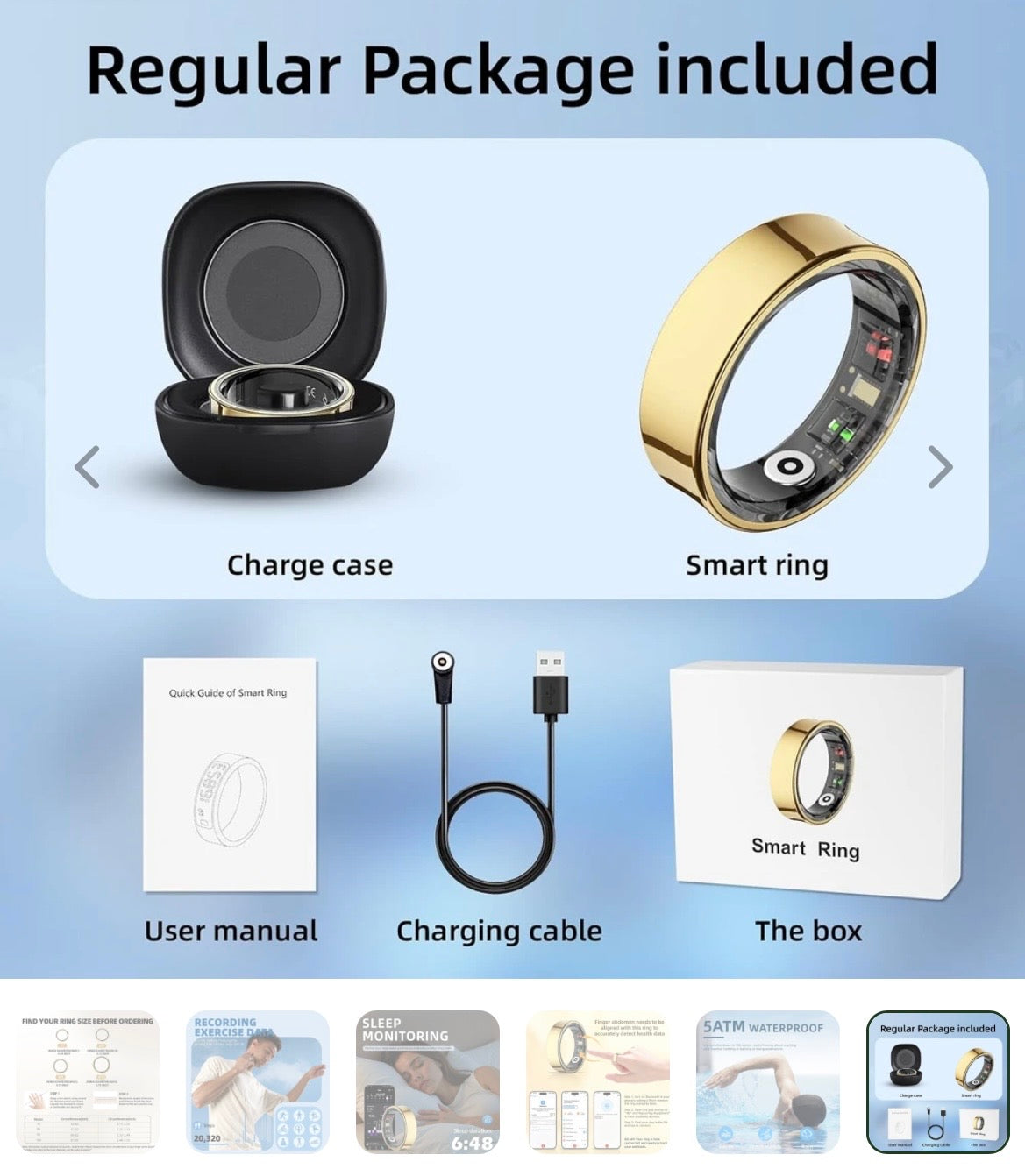 FREE SHIPPING! Waterproof Fitness Tracking Smart Ring/Heart rate Blood Oxygen, Sleep Monitor, Pressure Monitor & Camera