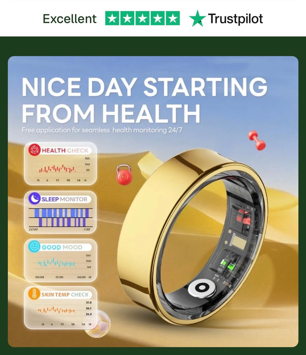 FREE SHIPPING! Waterproof Fitness Tracking Smart Ring/Heart rate Blood Oxygen, Sleep Monitor, Pressure Monitor & Camera