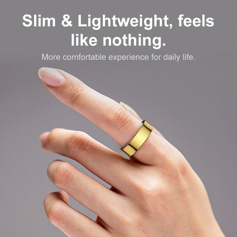 R09 Smart Ring Waterproof 5ATM Health Fitness Rings Heart Rate Blood Oxygen Sleep Monitoring with Charging Case for IOS Android