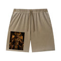 Unisex Vintage Wash Sunfade Waffle Raw Hem Shorts