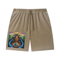 Unisex Vintage Wash Sunfade Waffle Raw Hem Shorts