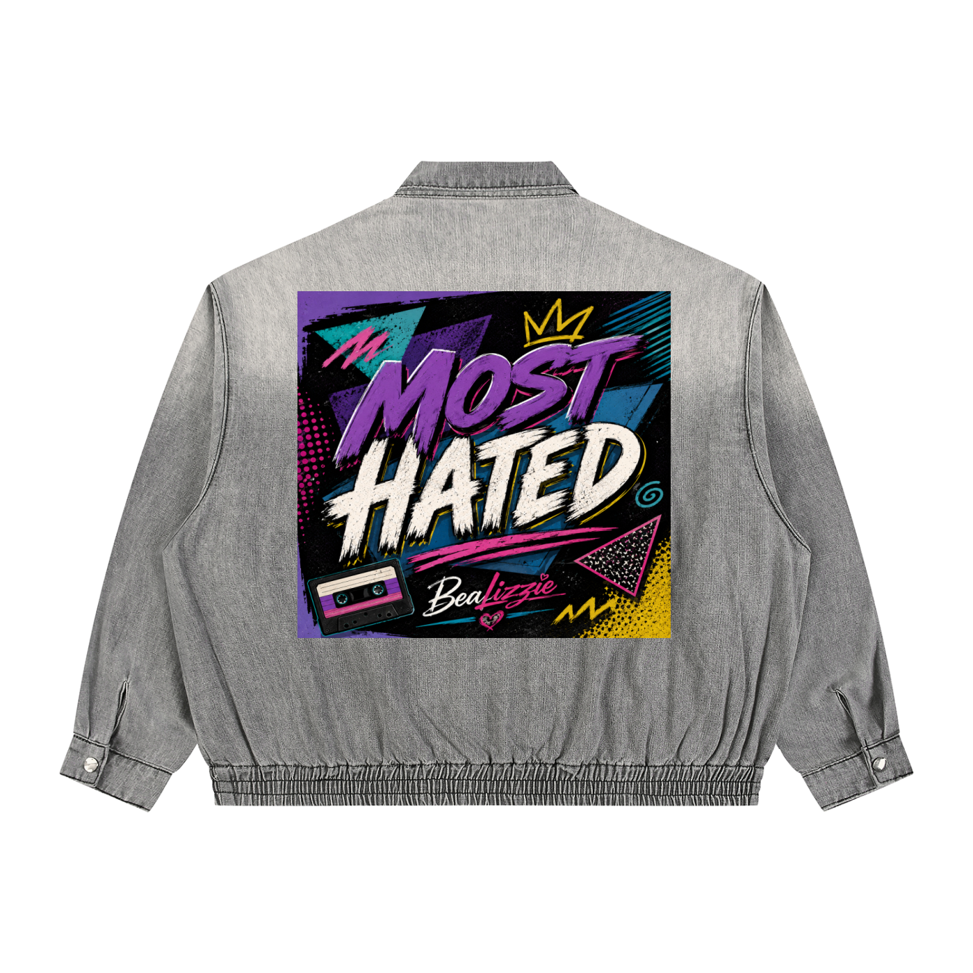 Unisex Vintage Wash Full-Zip Denim Jacket
