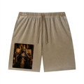 Unisex Vintage Wash Sunfade Waffle Raw Hem Shorts