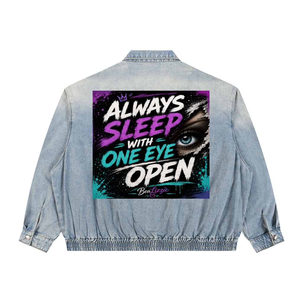 Unisex Vintage Wash Full-Zip Denim Jacket