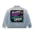 Unisex Vintage Wash Full-Zip Denim Jacket