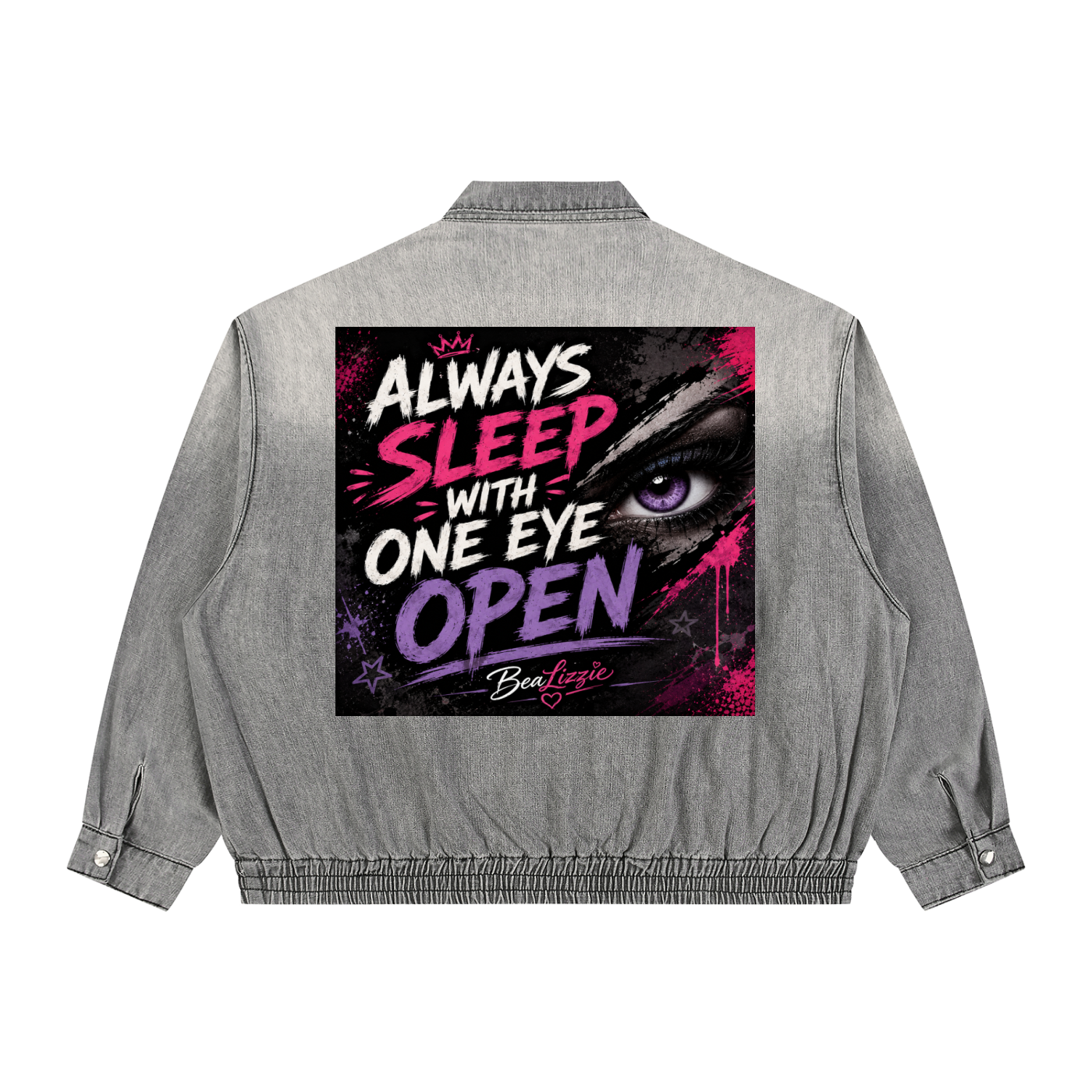 Unisex Vintage Wash Full-Zip Denim Jacket